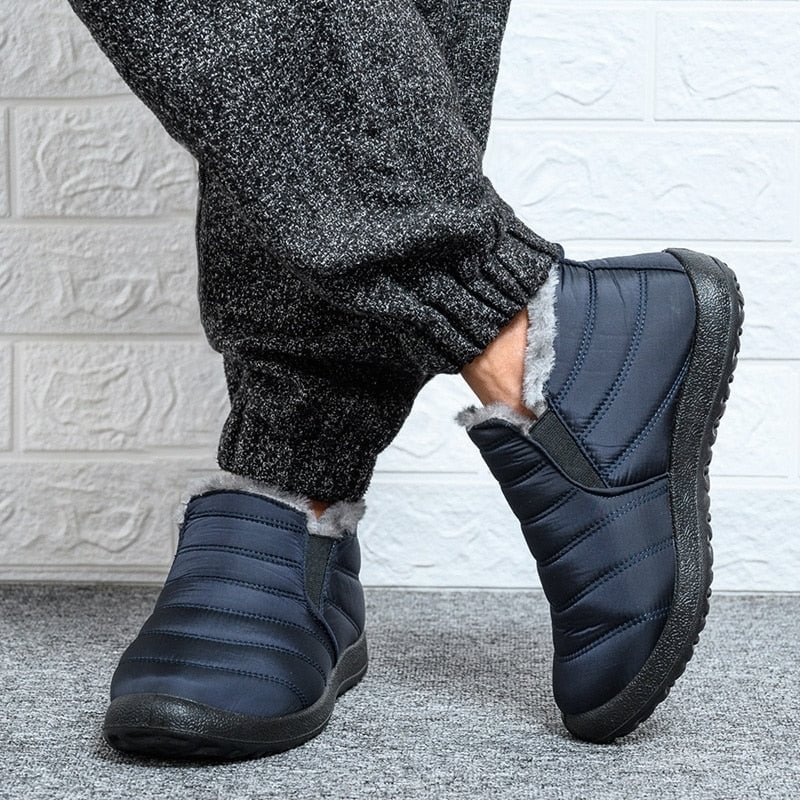 Men Fashion Warm Safety Waterproof  Fur Sneaker Shoes - vzzhome