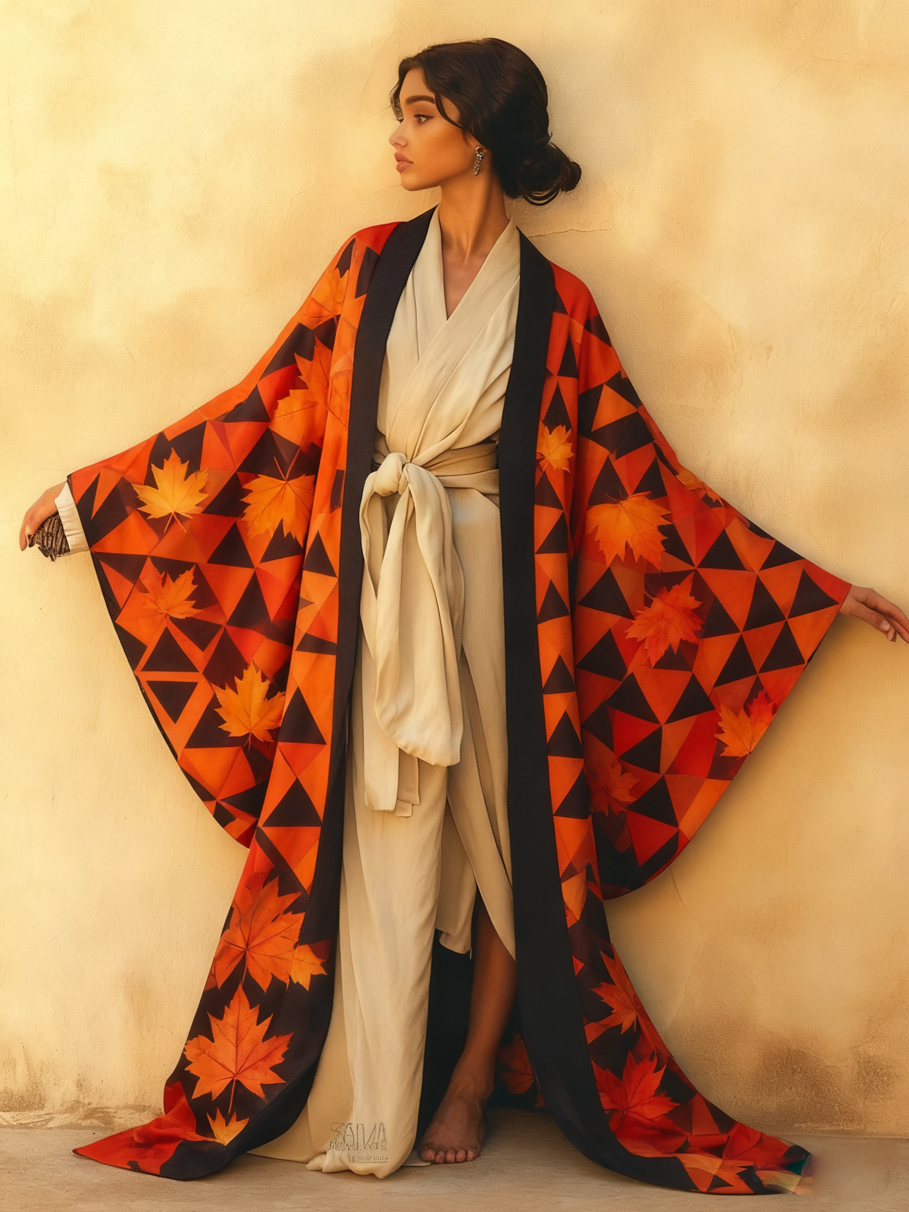 Abstract  Art Print Kimono Long Gown  Robe