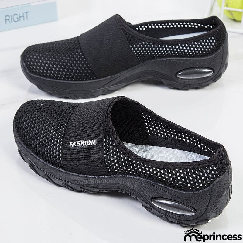 Slip-On Style Open Mesh Upper Rocker Bottom Durable Lightweight Shoes