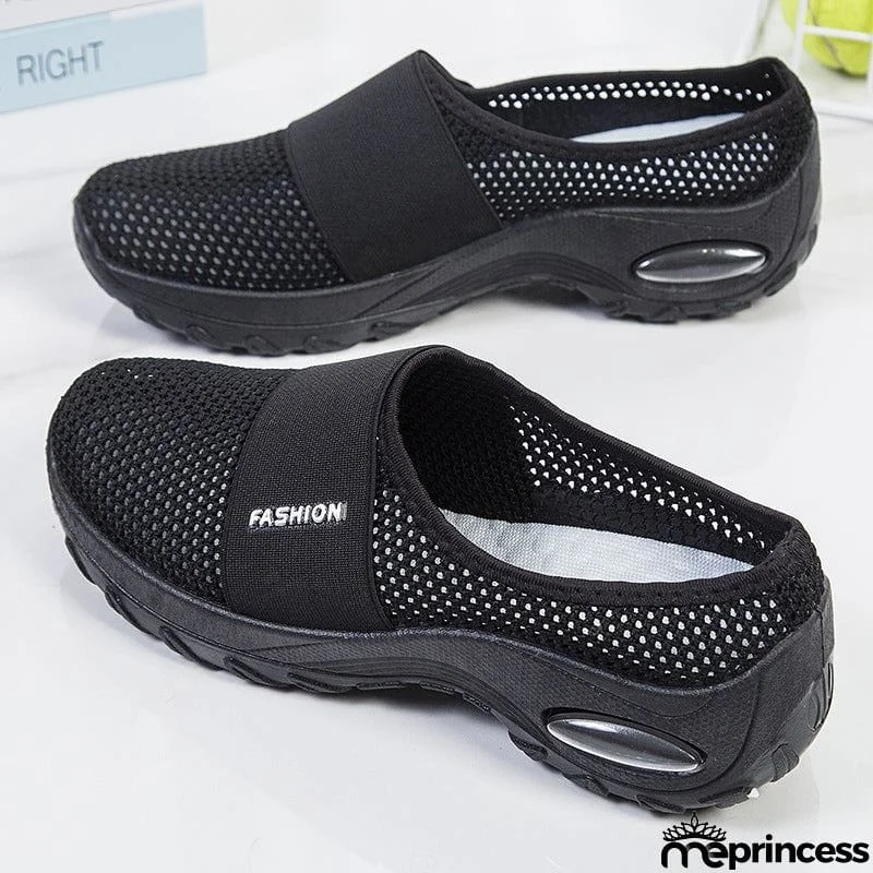 Slip-On Style Open Mesh Upper Rocker Bottom Durable Lightweight Shoes