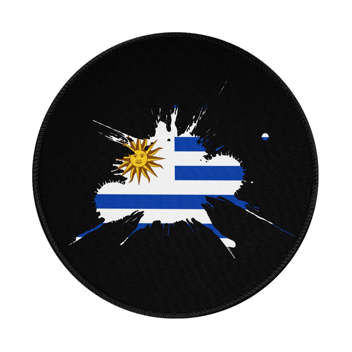 Uruguay Ink Spatter Round Non-Slip Thick Rubber Modern Gaming Mousepad