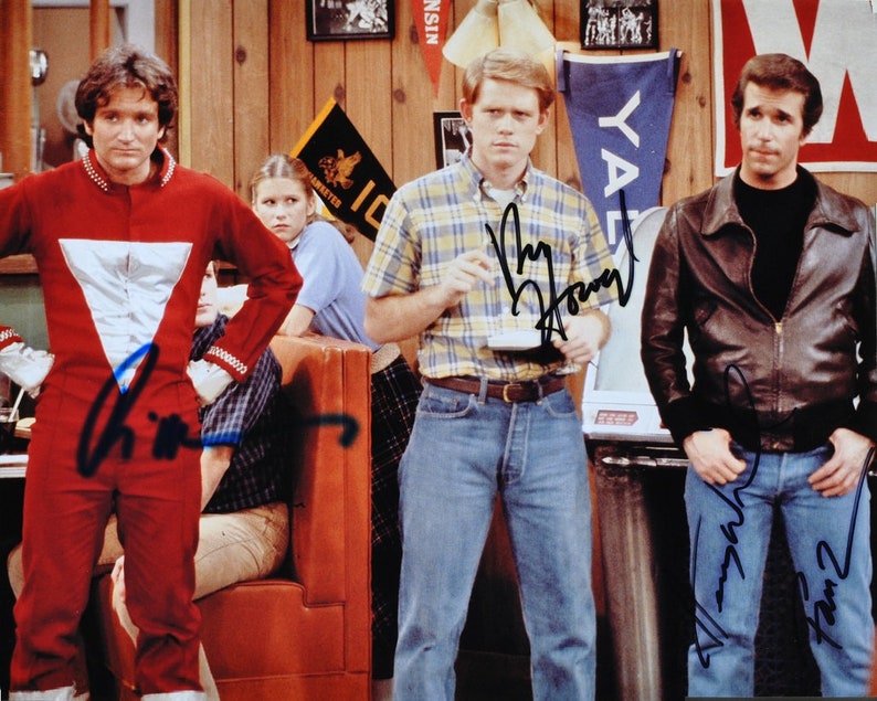 HAPPY DAYS CAST Signed Photo Poster painting X3 Robin Williams, Ron Howard, Henry Winkler wcoa