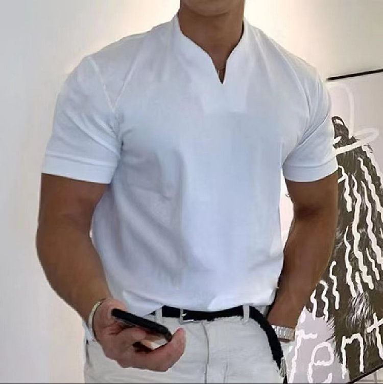 BrosWear Men's Loose V-Neck Short Sleeve T-Shirt