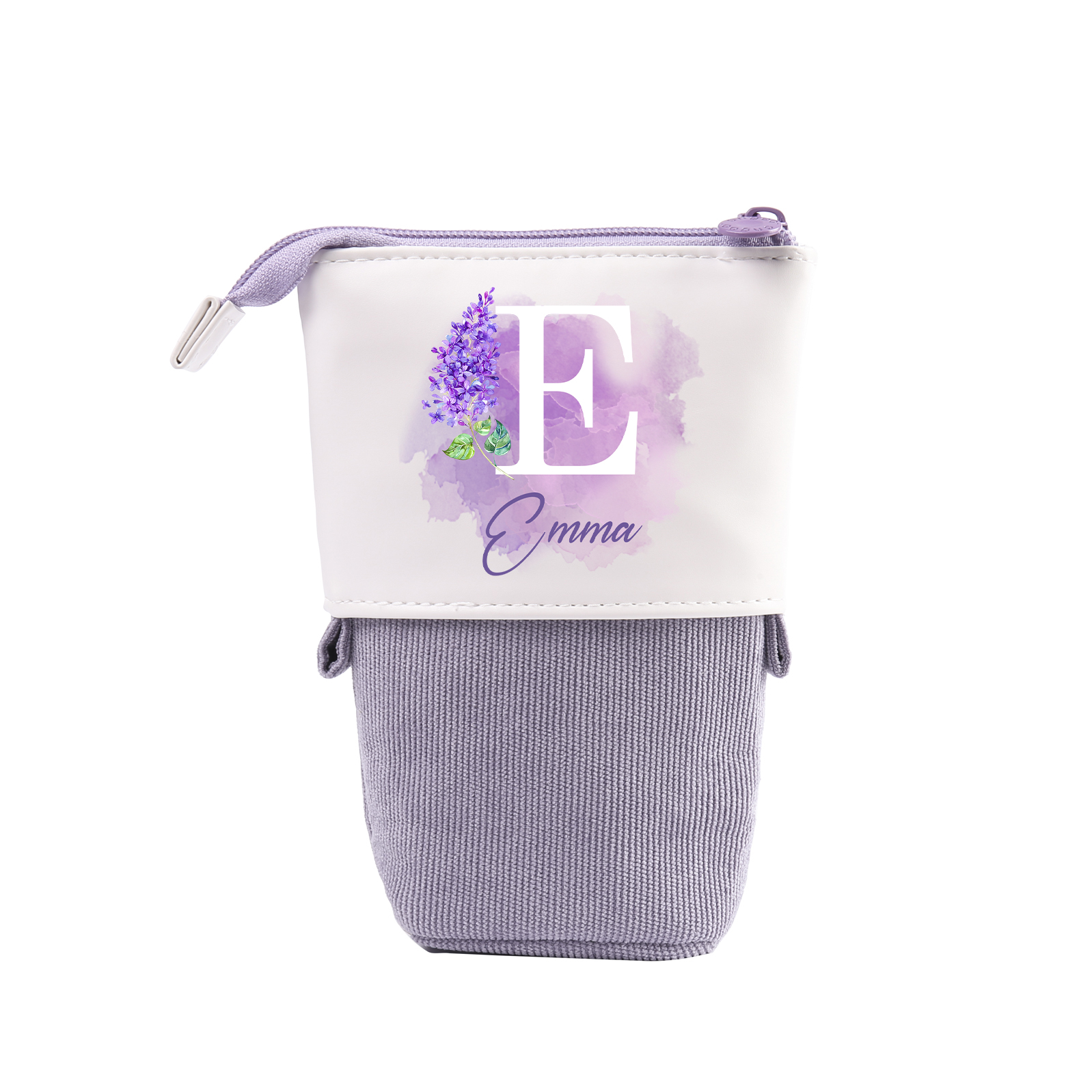 Astuccio per matite personalizzato con 1 nome e 1 lettera e 1 fiore di nascita regalo per scuola elementare bambini