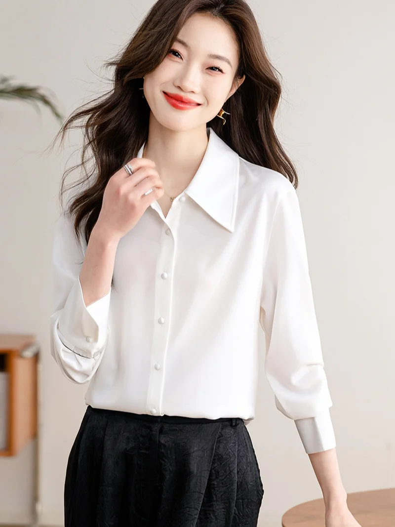 Athvotar Athvotar New Spring Day Overture White Long-Sleeved Set Of Sleeves Of The Maid's Spring Temperament OL Shirt