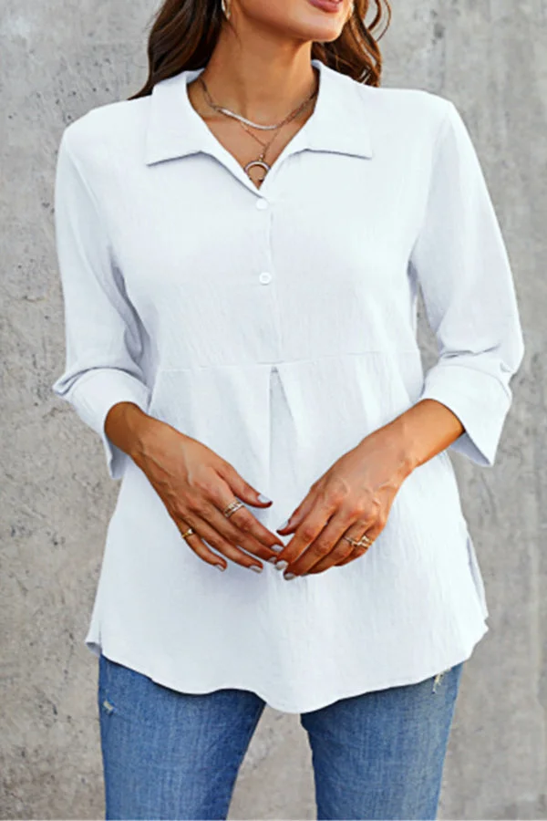 Women's Cotton Linen Loose Solid Shirt