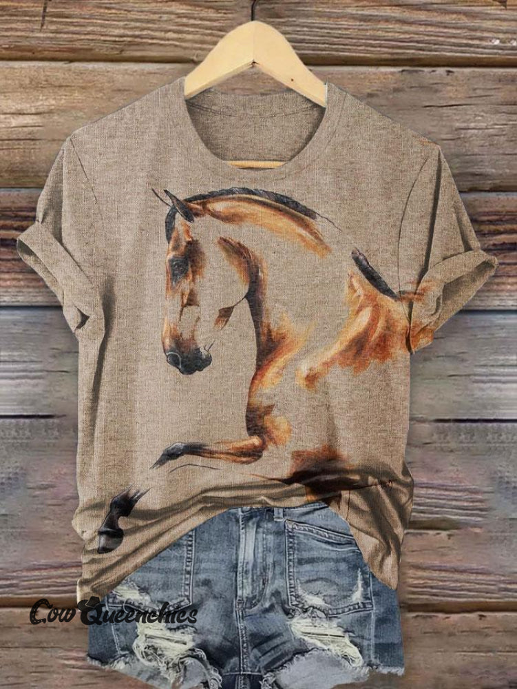 Vintage Western Simple Print T-Shirt Multicolor / S