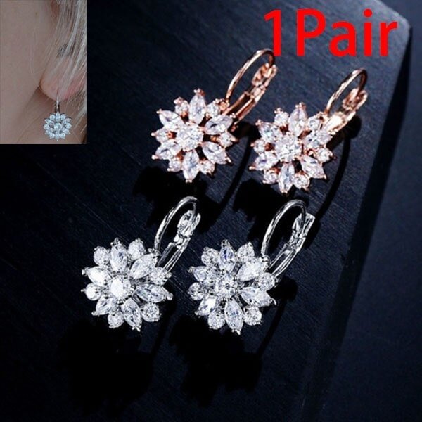 UsmallLifes King Fancy Crystal Flower Stud Earrings for Women Girls Jewellery US Mall Lifes