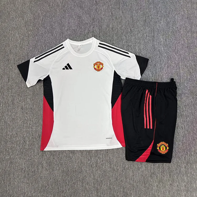 25/26 Manchester United White Training Jersey Kids Set