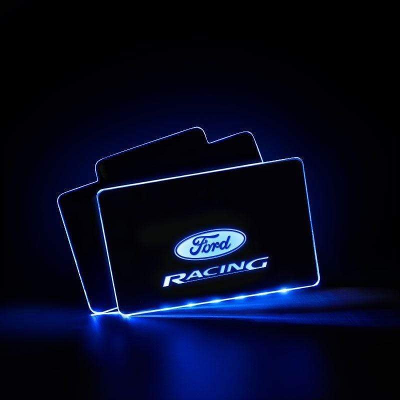 Ford Acrylic LED Car Floor Mat For Ford Racing Atmosphere Light With RF Remote Control Car Interior Light Decoration  dxncar