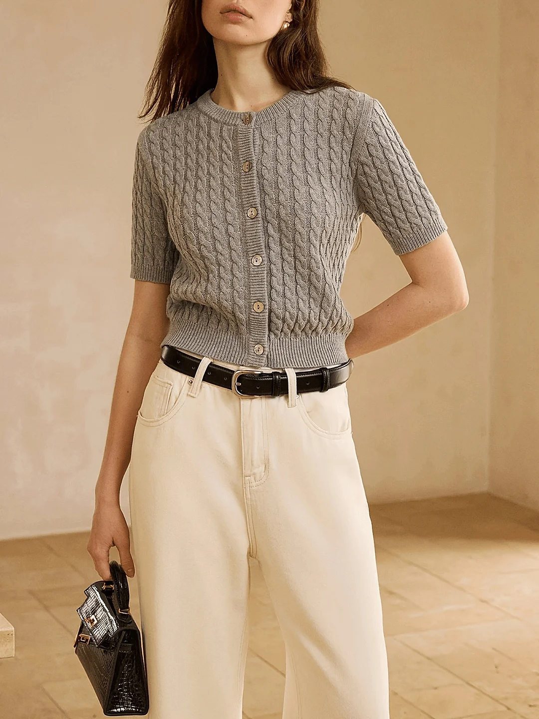 Nigikala Nigikala Buckle Temperament Commuter Knitted Knitted Shirt For Women's Autumn And Winter Knitted Cardigan