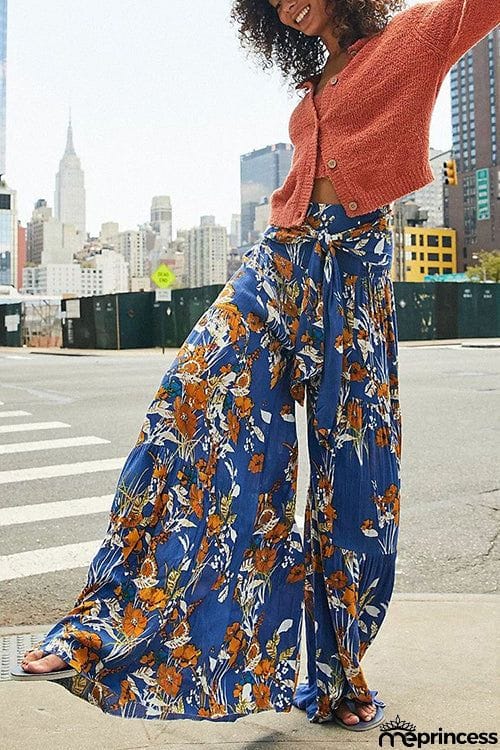Print Belted Palazzo Pant