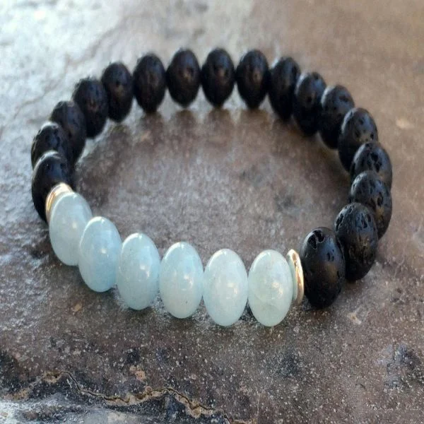 Natural Aquamarine Lava Premium Bracelet