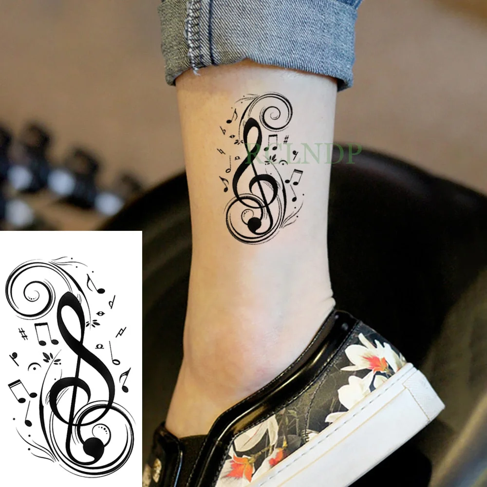 Waterproof Temporary Tattoo Sticker musical note Fake Tatto Flash Tatoo Hand Back Foot tattoos for Girl Women Men Kid