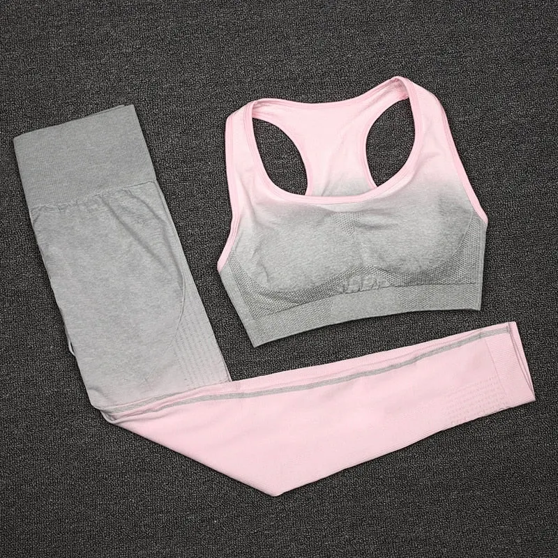Seamless Set Sport Wear Women Gym Workout Fitness Clothing Female Sport Suit High Waist Legging Sports Bra Tracksuit