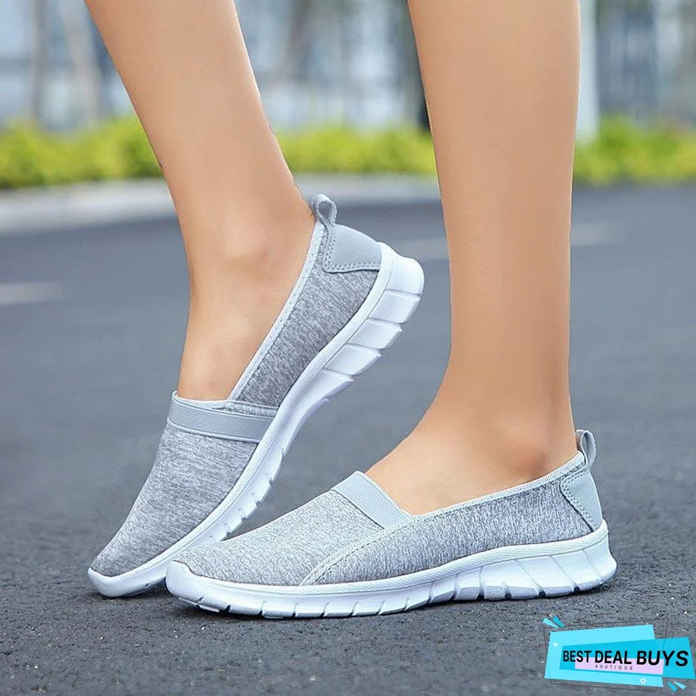 Women Slip On Loafers Plus Size Breathable Mesh Ballet Sneakers Flat Shoes