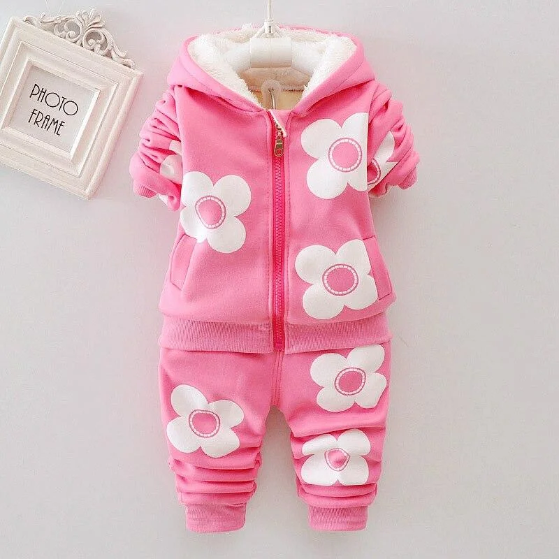 2020 Winter Baby Boys Clothing Sets Fashion Girls Warm Hooded Coats And Pants Suit Baby Thick Velvet Tracksuit Kids Clothes Set