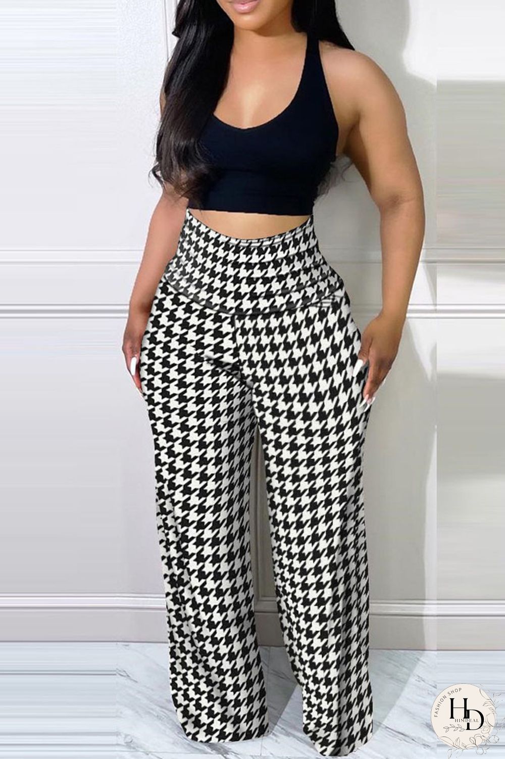 Black Sexy Casual Print Patchwork U Neck Sleeveless Two Pieces