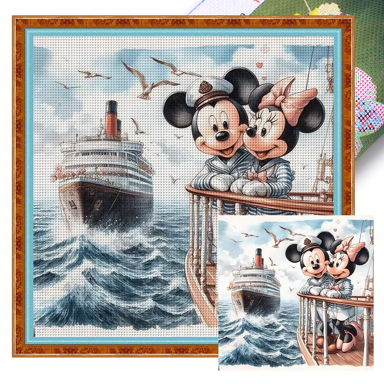 【Yishu Brand】Disney Mickey And Minnie 11CT Stamped Cross Stitch 40*40CM