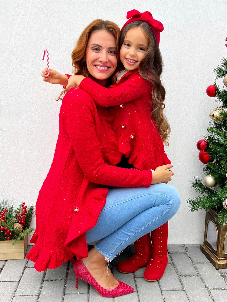 🎅🎄Christmas Series-Mommy & Me Classy Duo Blazer Ruffle Cardigan