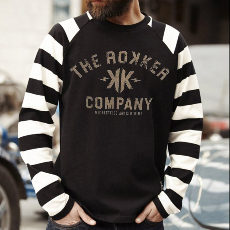 Mens Retro Motorcycle Riding Printed Casual T-shirt