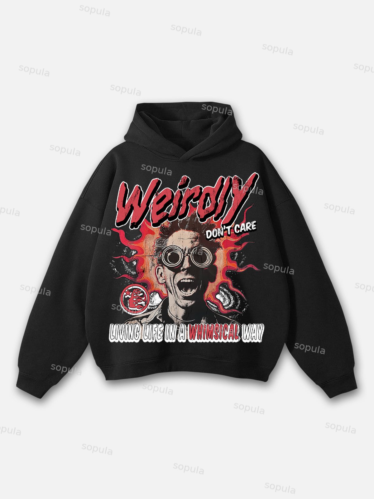 Sopula Don't Care Guy Laughs Retro Graphic Hoodie - SOPULA