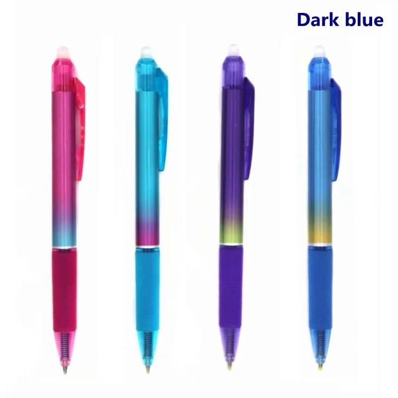 4Pcs/set Rainbow color Erasable pen 0.5mm Blue/Black ink Press Ballpoint Pen for School Office Supplies Stationery