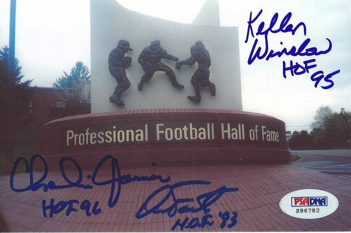 Kellen Winslow Dan Fouts Charlie Joiner Signed Chargers HOF 4x6 Photo Poster painting PSA/DNA