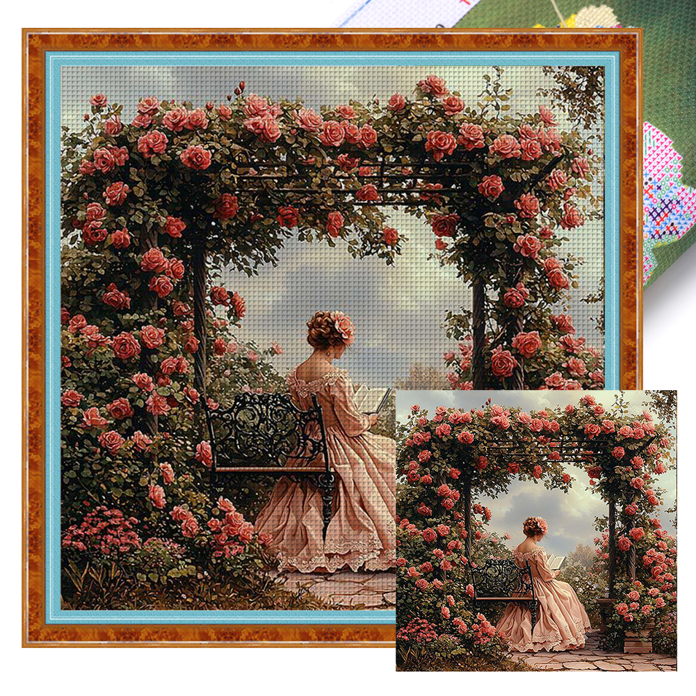 Victorian Girl Full 11CT Pre-stamped Canvas(50*50cm) Cross Stitch