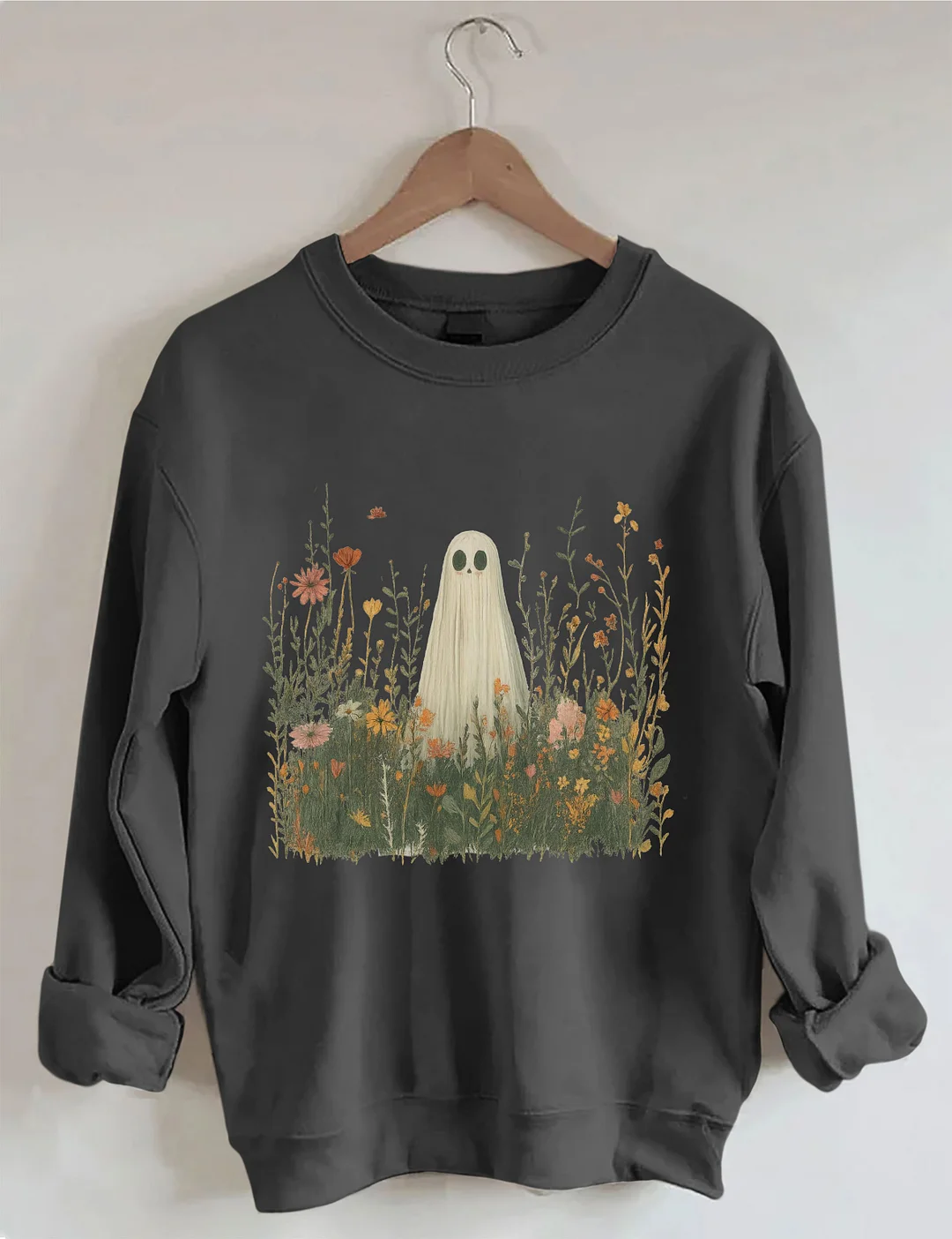 Retro Ghost In Wildflowers Sweatshirt