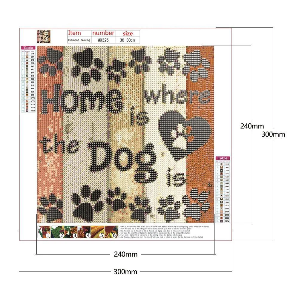 Diamond Painting - Full Round Drill - Home is Where Dog Is(30*30cm)