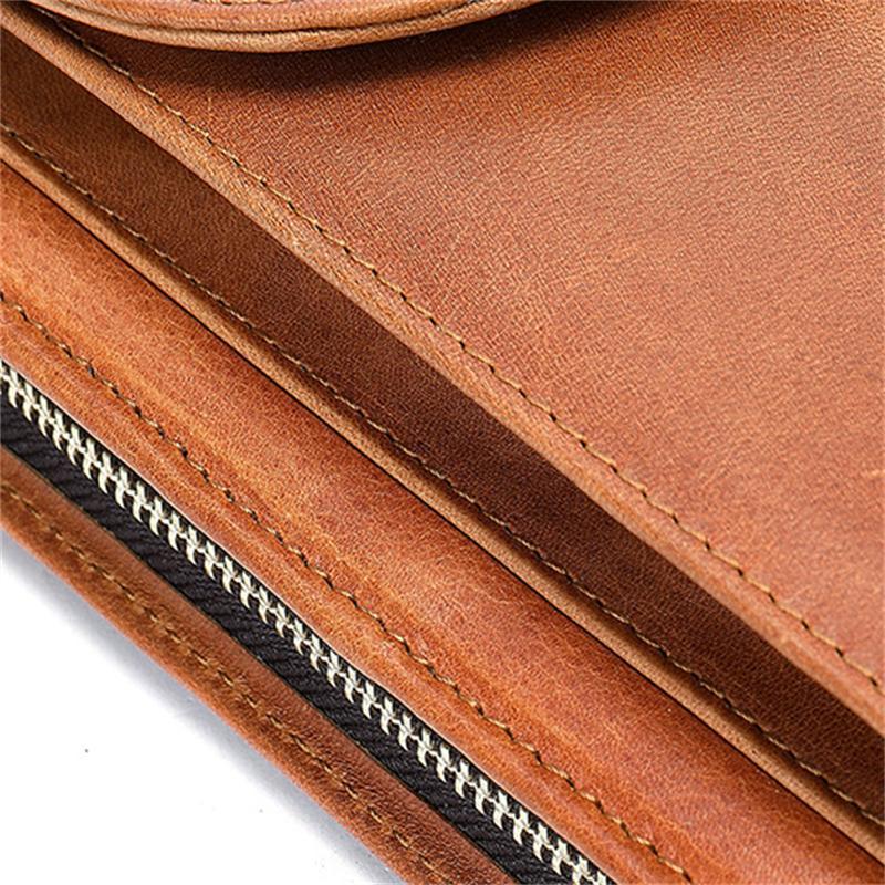 Vintage Leather Business Large-Capacity Clutch