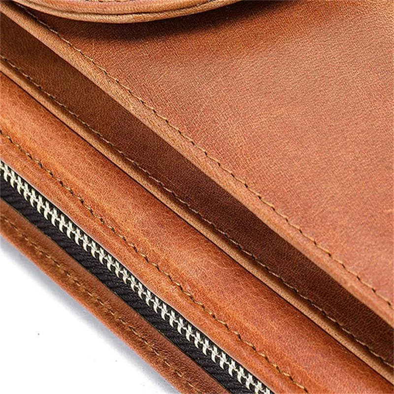 Vintage Leather Business Large-Capacity Clutch