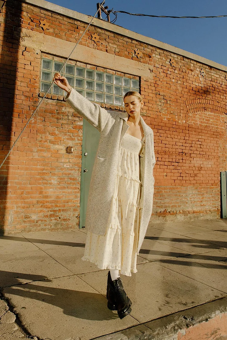 Monochromatic Fuzzy Long Knit Cardigan