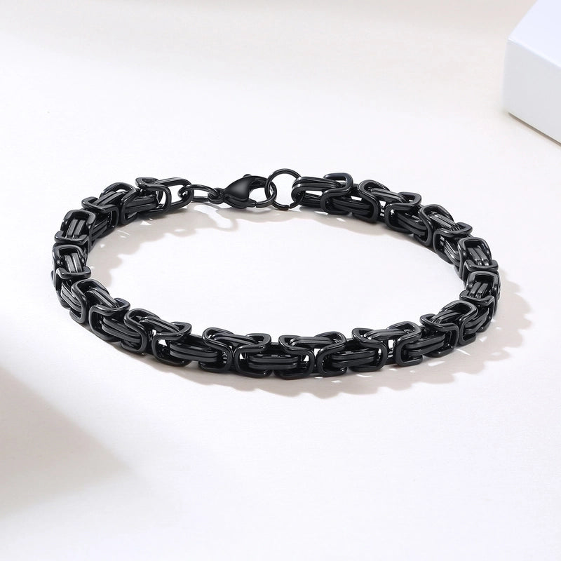 Basic Punk Solid Color 304 Stainless Steel 18K Gold Plated Men’s Bracelets