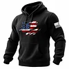Men's Vintage American Flag Patriotic Print Pocket Long Sleeve Hoodie by Inlyline