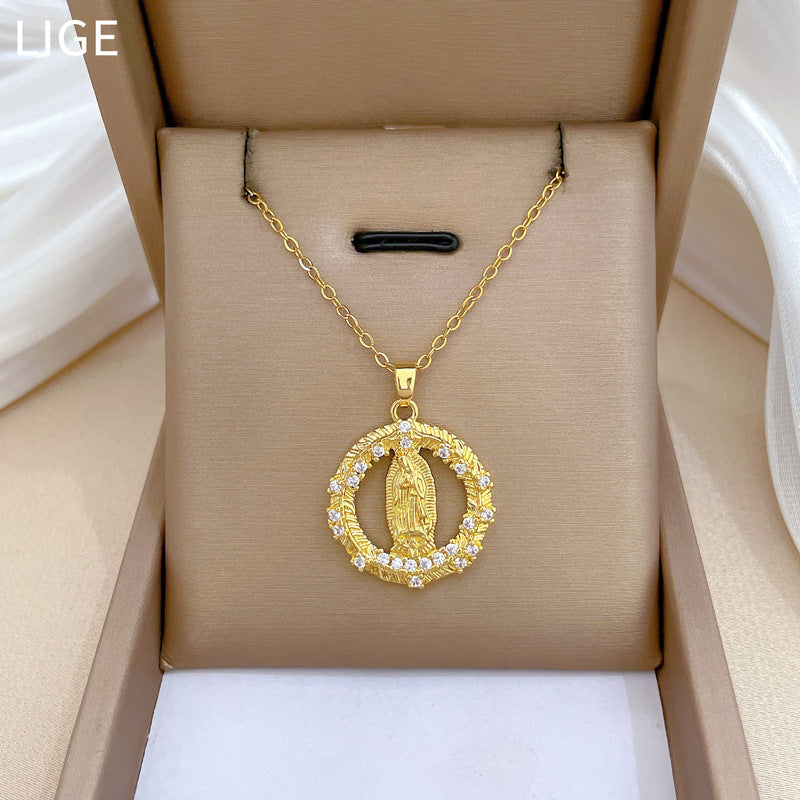 Ring Portrait Full Diamond Gorgeous Full Diamond Necklace Female Versatile Clavicle Chain Titanium Steel Chain