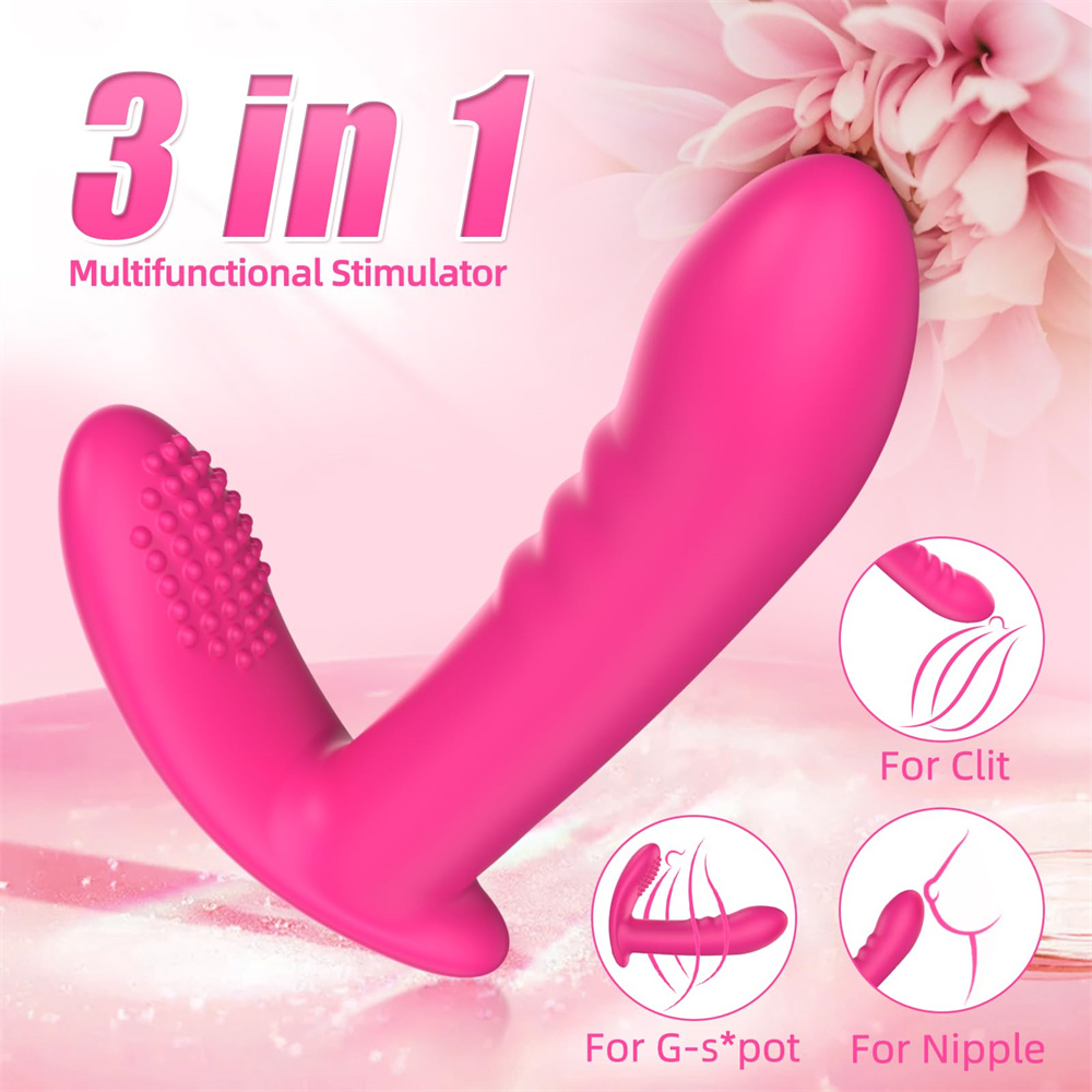 3 In 1 G Spot Clit Vibrator Dildo Panty Vibrator With 10 * 10 Vibrations