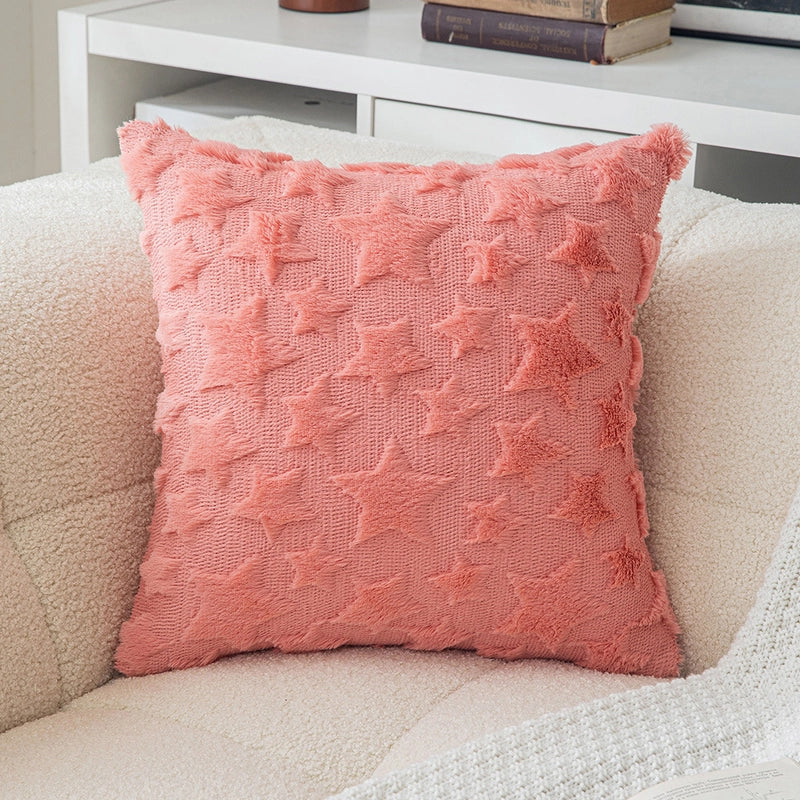 Christmas Pillow Case Plush Snowflake Christmas Tree Embroidered Hair Living Room Sofa Cushion Holiday Party Decorative Pillow Case