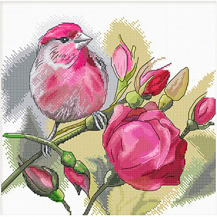 Spring Brand - Roses And Birds 11CT Stamped Cross Stitch 45*45CM(61Colors)