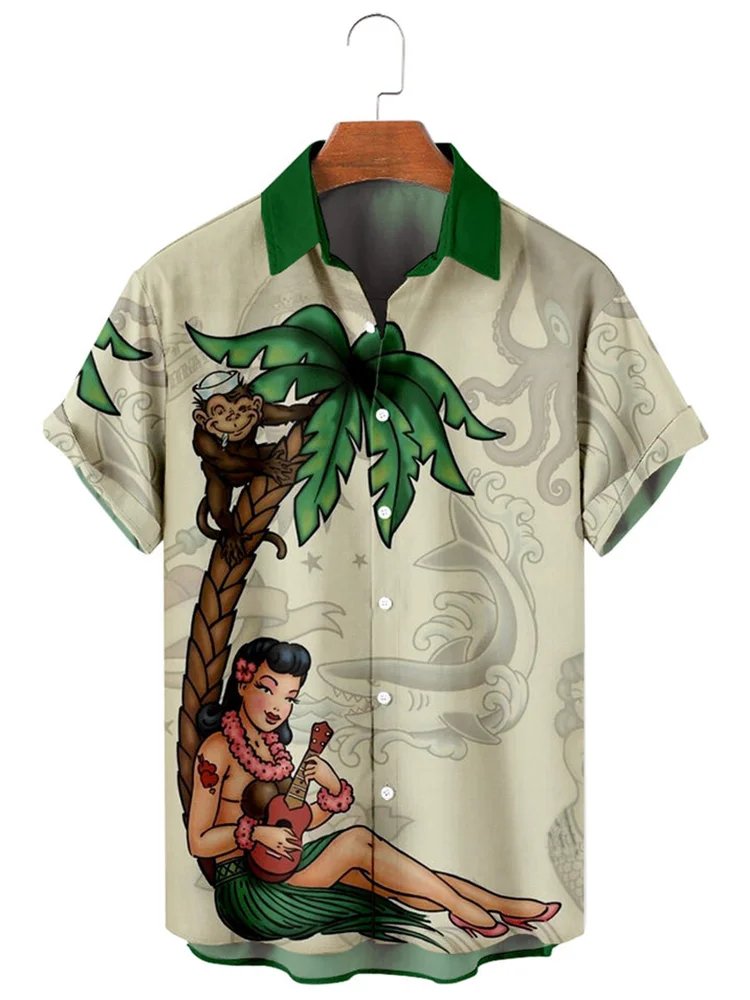Hawaiian Inspired Men's Printed Short Sleeve Shirt