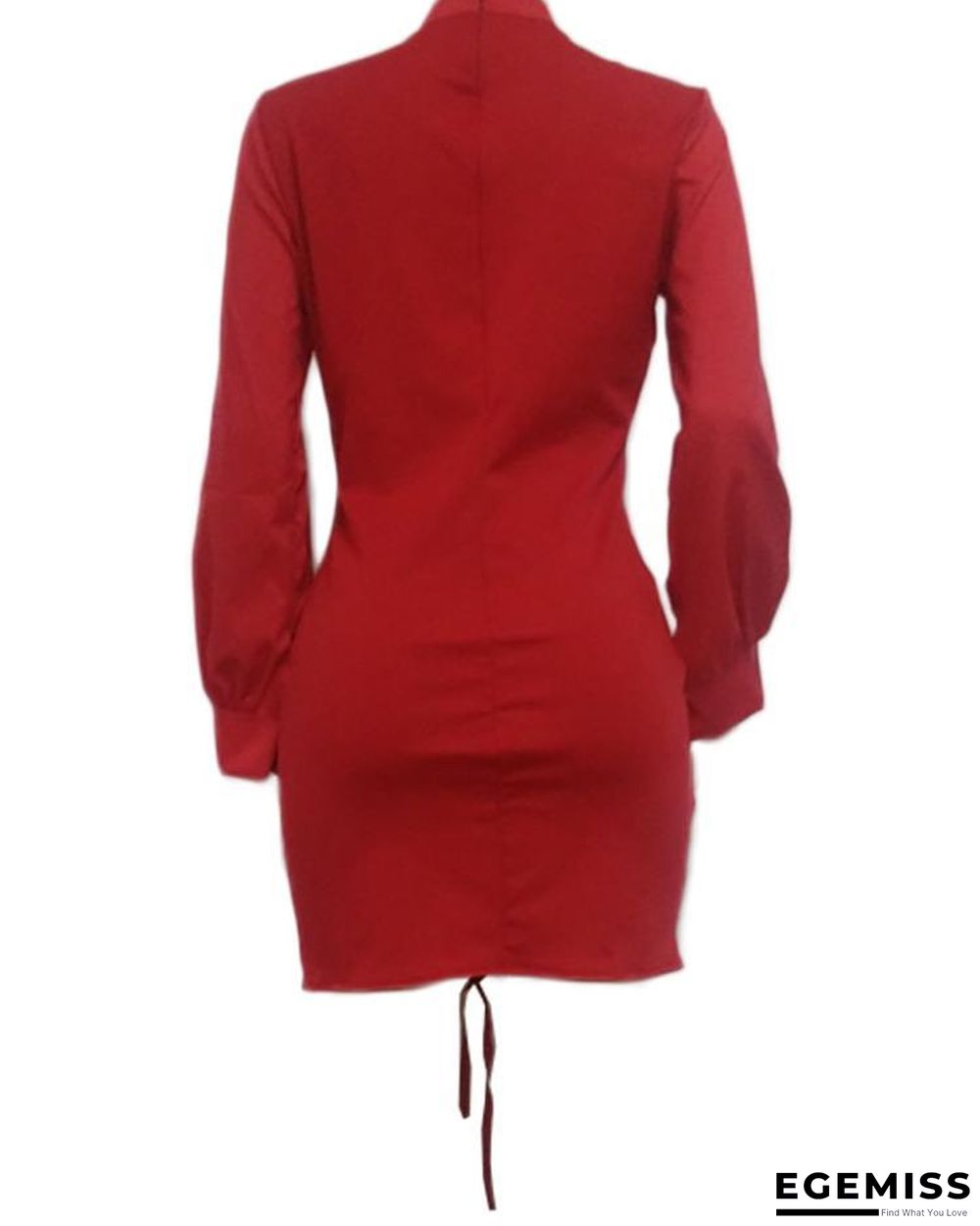 Grommet Lace-up Lantern Sleeve Bodycon Dress | EGEMISS