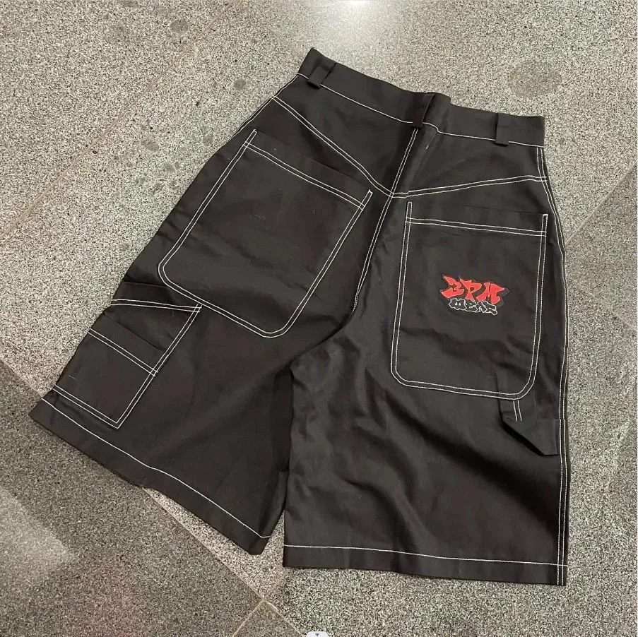 Aonga New Y2K Summer Gothic Retro Fashion Skeleton Shorts Men Women Harajuku Street Design Spliced Hip Hop Punk Loose Denim Shorts aonga