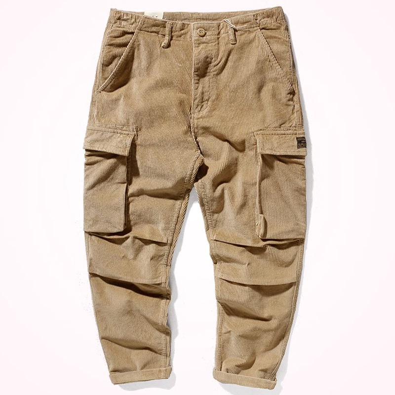 Retro Military Thick Corduroy Multi-Pocket Cargo Casual Pants