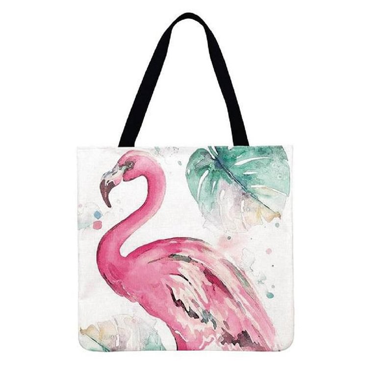 Linen Tote Bag - Ins Pink Flamingo