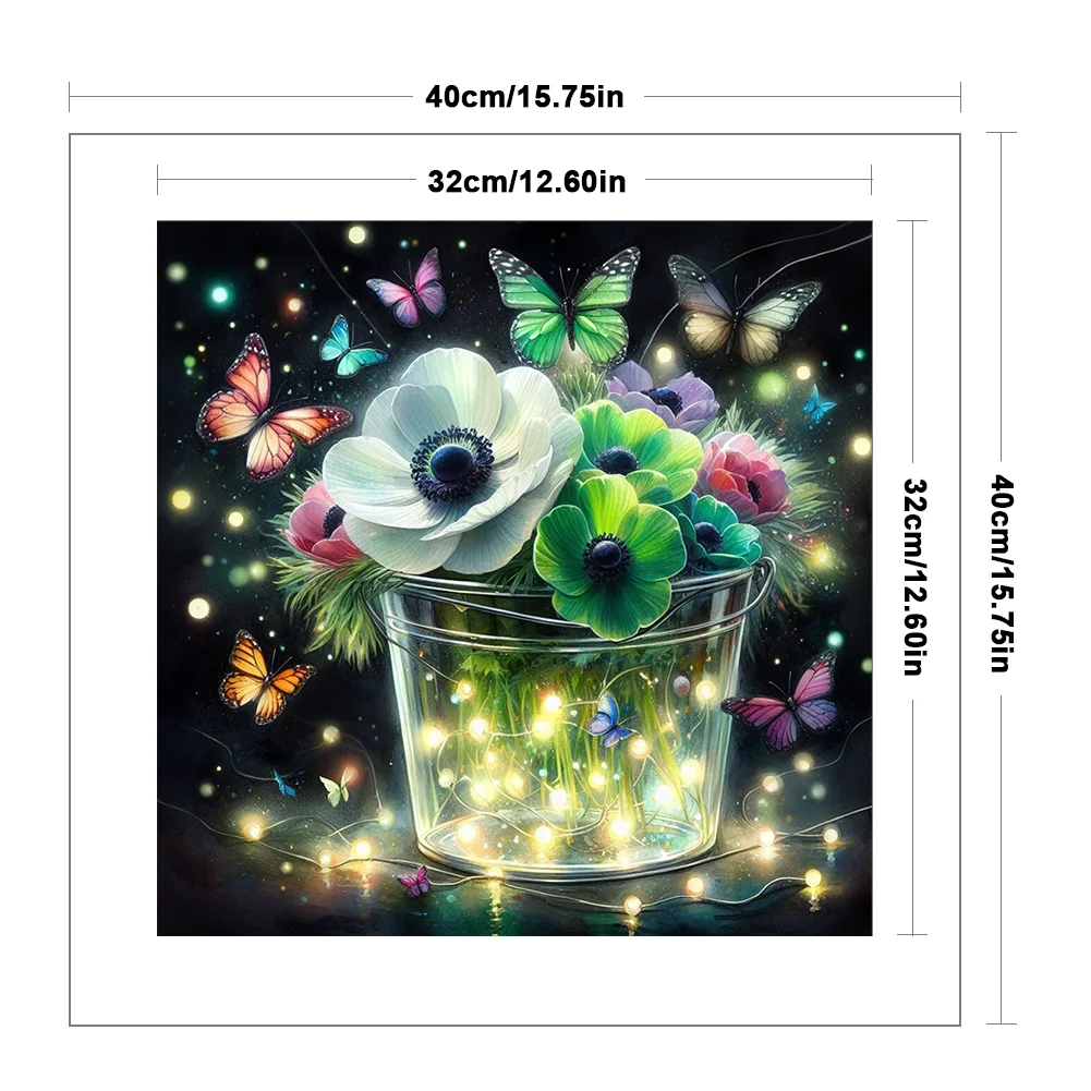 14CT Full Stamped Cross Stitch - Flower(Canvas|40*40CM)