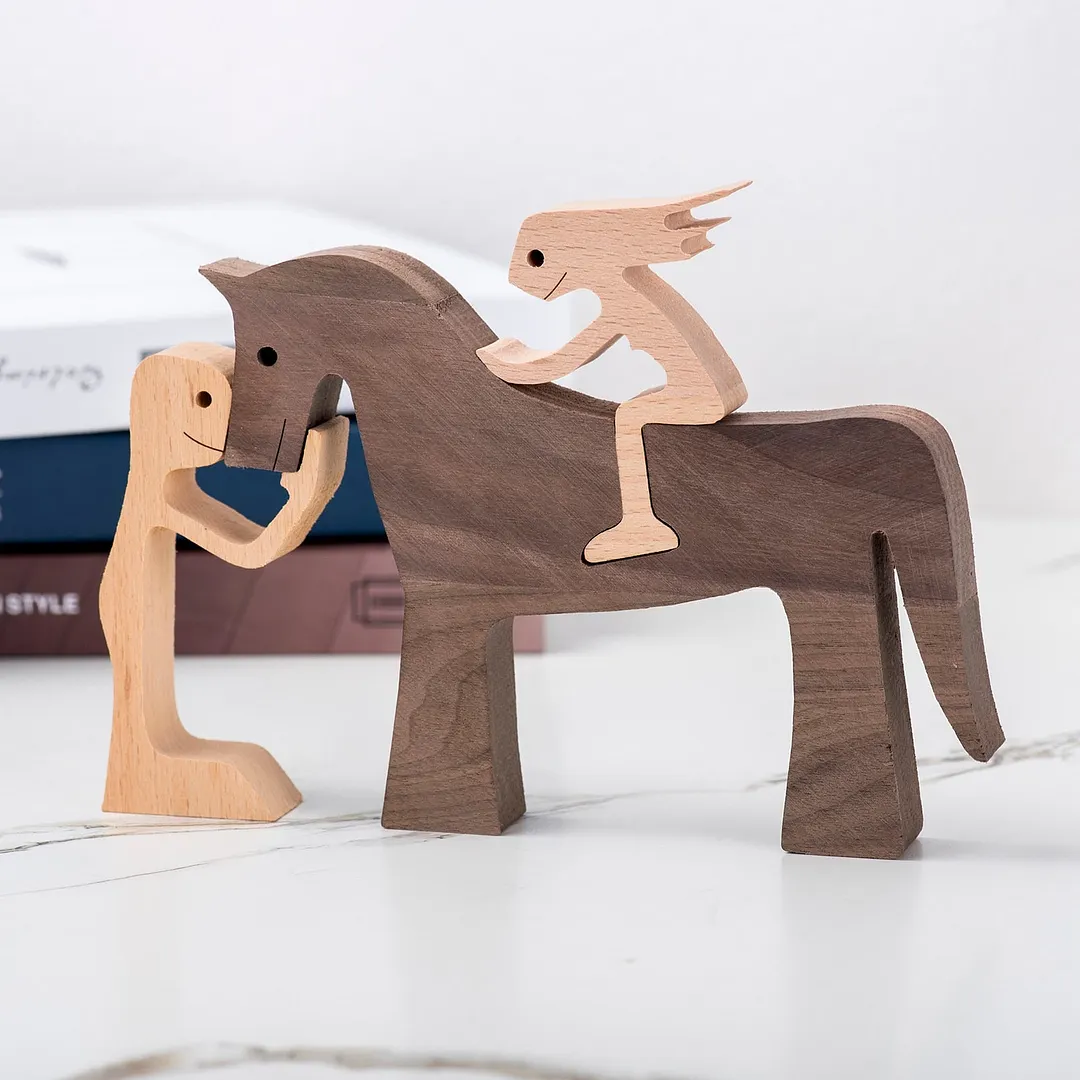 Carving Wooden Ornament Decorations Wood Dog Figurines Home Decor Dog Statue Women Miniature Home Decoration Crafts Office Table