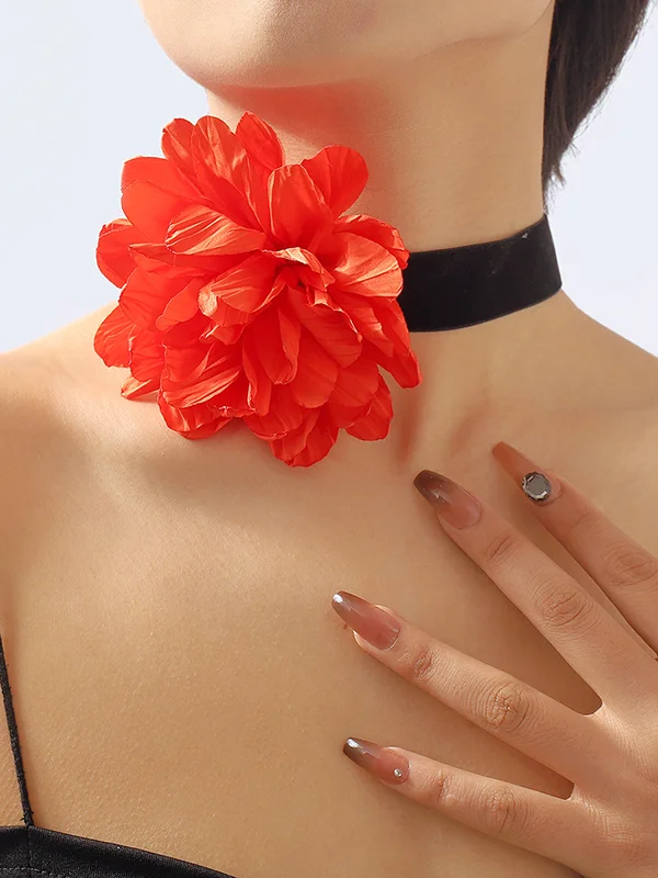 Chains Three-Dimensional Flower Necklaces Accessories