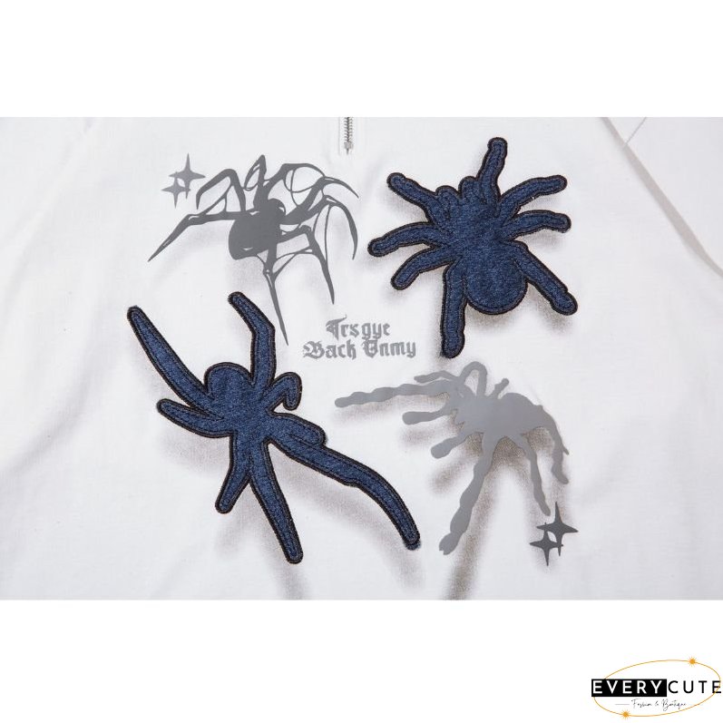 Spider Denim Patch Embroidered Lapel Tee