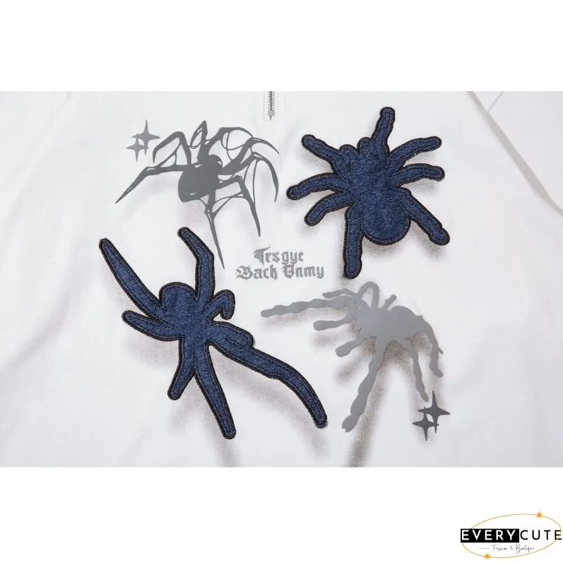 Spider Denim Patch Embroidered Lapel Tee